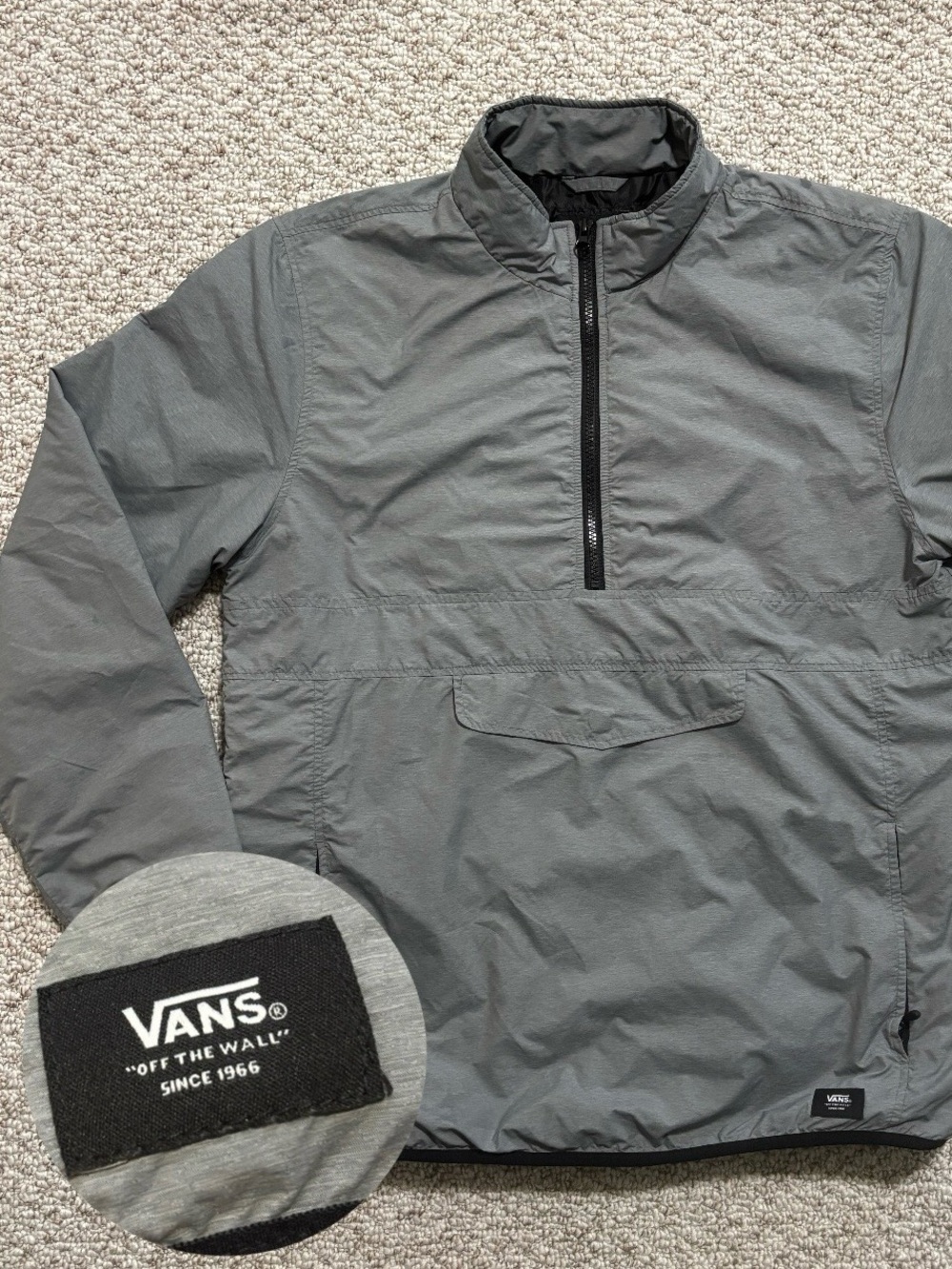 Vans Men’s Gray Pullover Anorak Jacket Size Large Quarter Zip